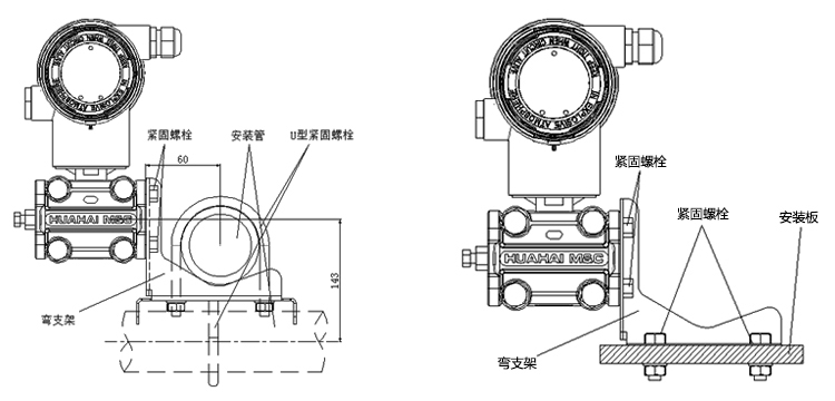 智能絕對(duì)壓力變送器管裝彎（盤(pán)）支架